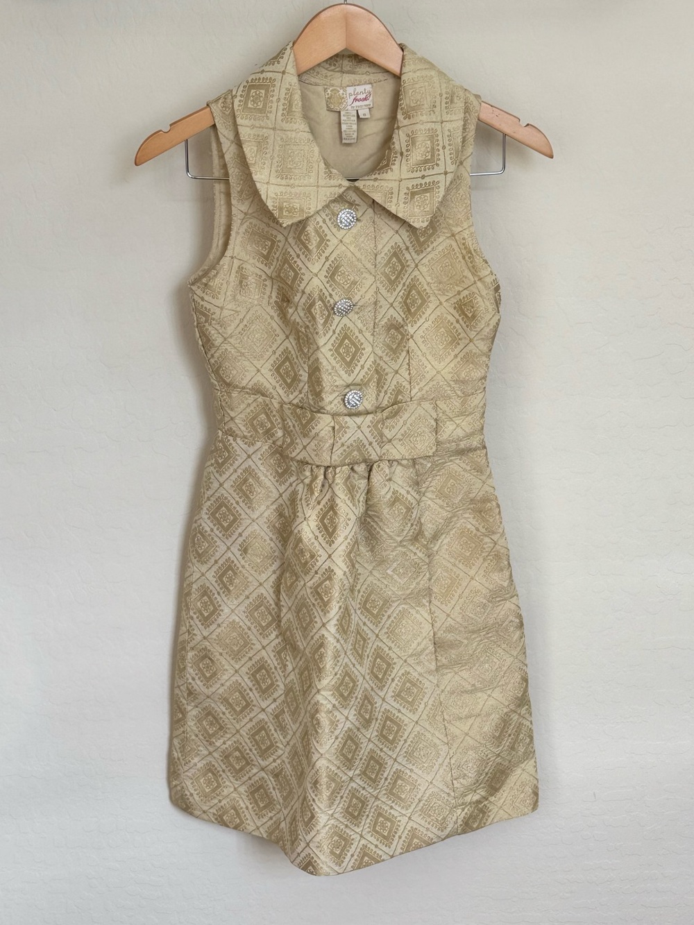 Rare Anthropologie Plenty Frock by Tracy Reese Gold Brocade Mod Dress Size 0